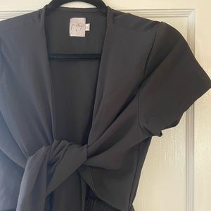 Princess Polly Black Romper with Tie Front